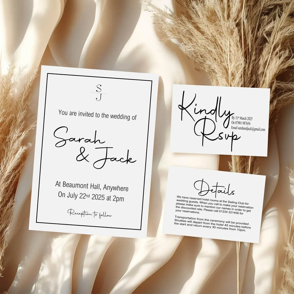 Minimalist Wedding Invitation Suite - Larosier Prints