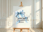Blue Bow Welcome Graduation Party Sign - Larosier Prints