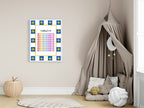 Blue Checked & Stars Counting To 100 Poster | Educational Wall Art