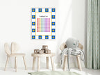Blue Checked & Stars Counting To 100 Poster | Educational Wall Art
