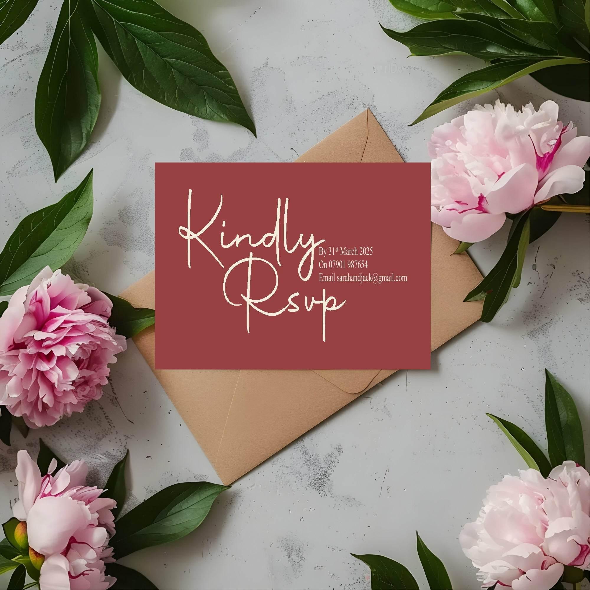 Rosewood RSVP Wedding Party Cards | Pack of 10 | A6 - Larosier Prints