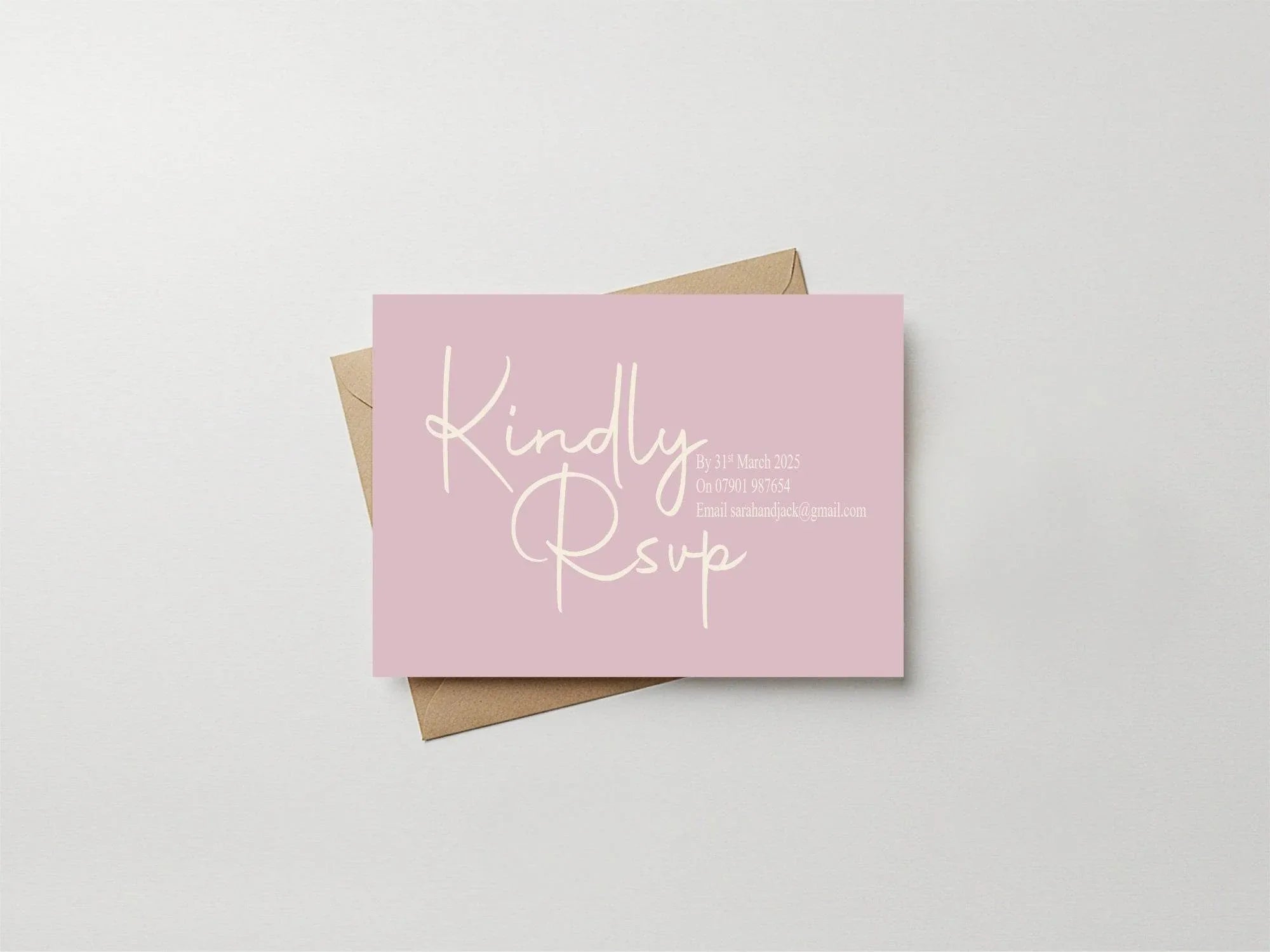 Dusky Pink RSVP Wedding Party Cards | Pack of 10 | A6 - Larosier Prints