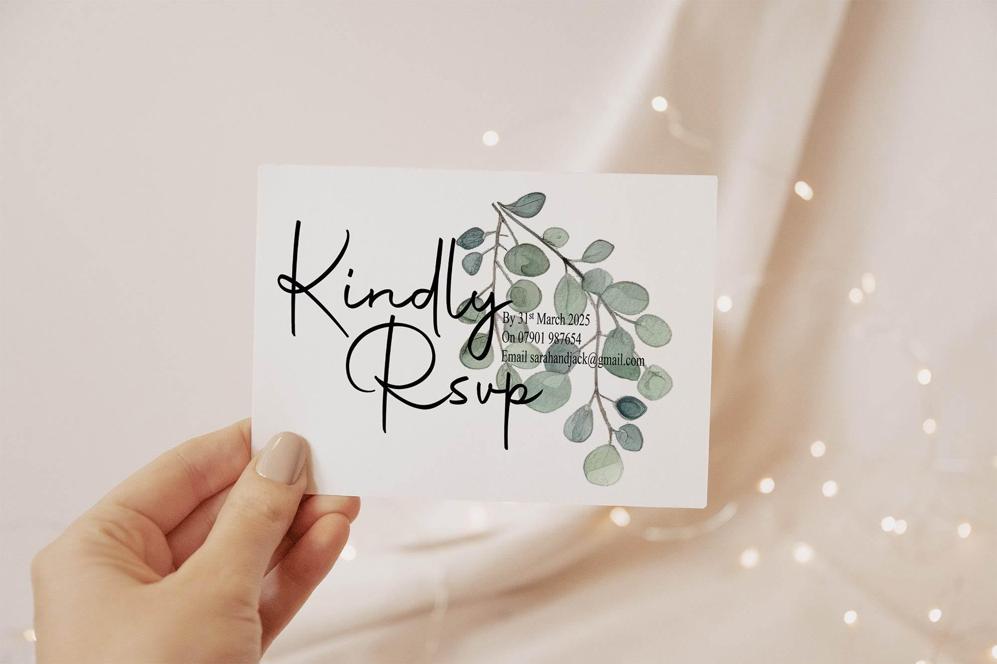 Eucalyptus RSVP Wedding Party Cards | Pack of 10 - Larosier Prints