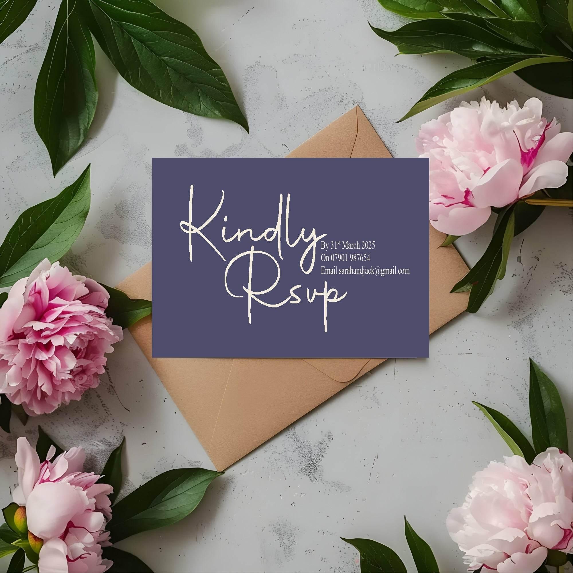 Sapphire RSVP Wedding Party Cards | Pack of 10 | A6 - Larosier Prints