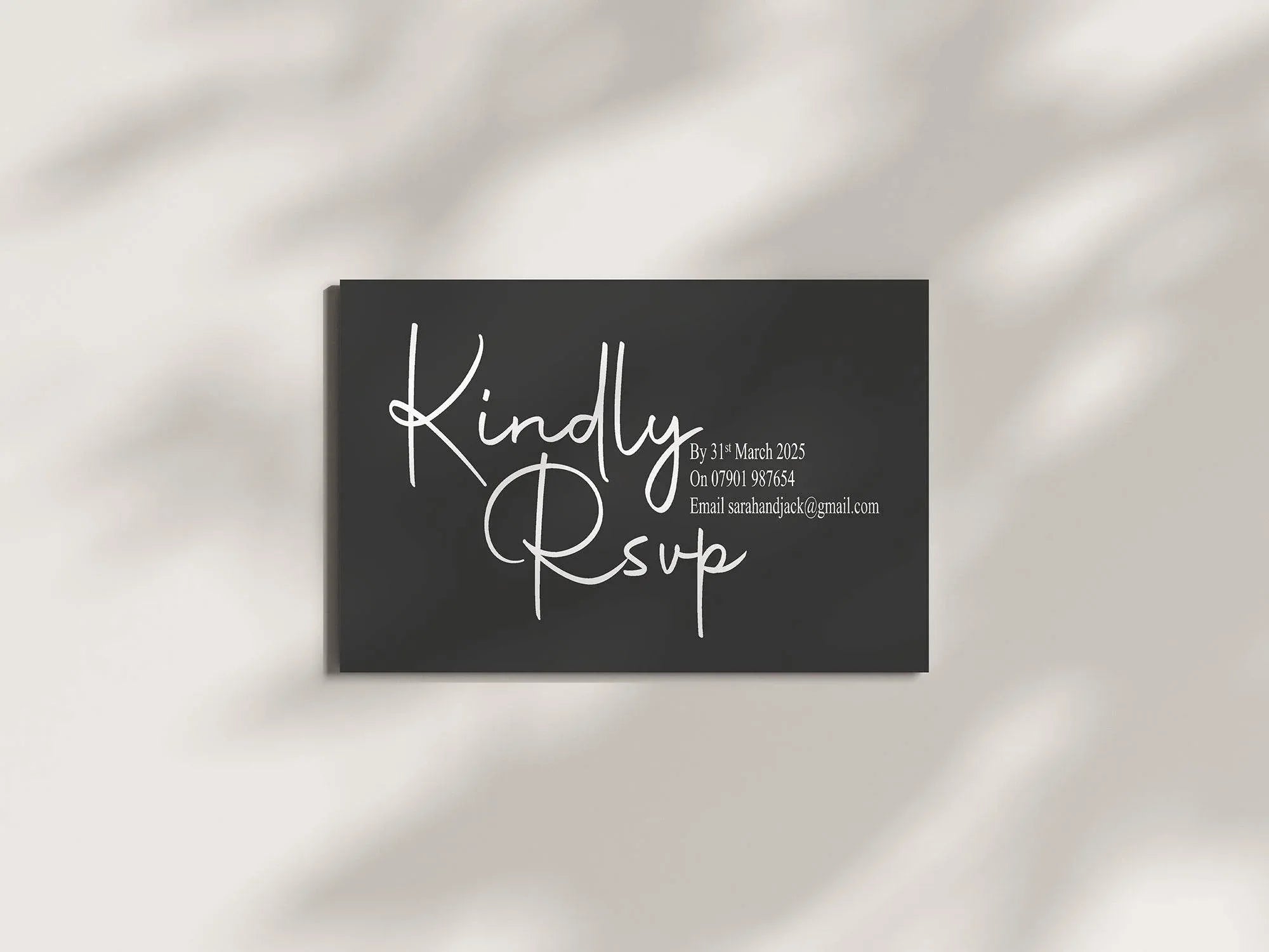 Minimalist Noir RSVP Wedding Party Cards | Pack of 10 - Larosier Prints