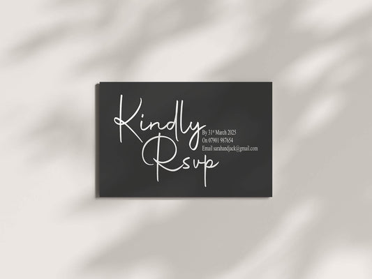 Minimalist Noir RSVP Wedding Party Cards | Pack of 10