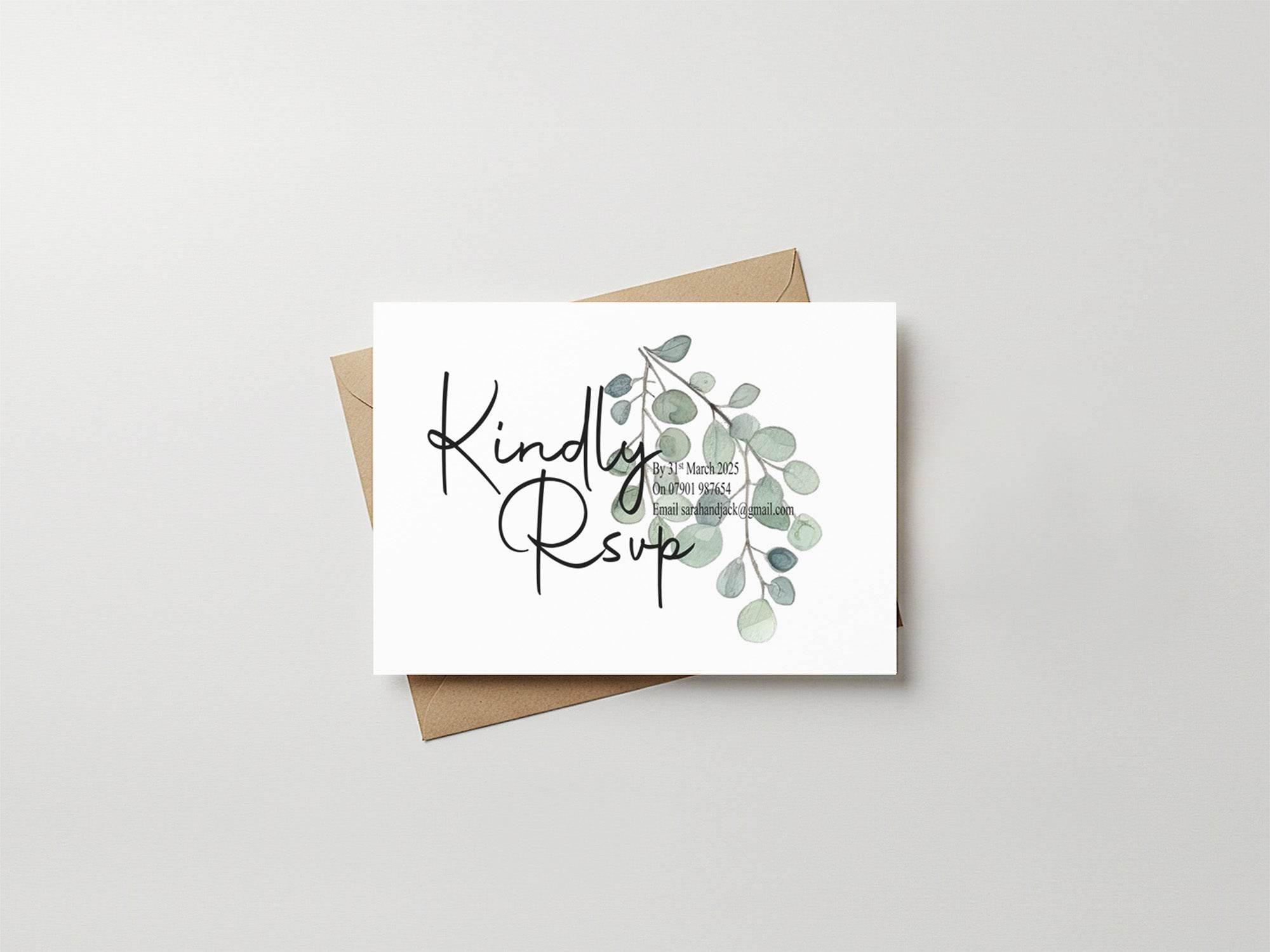 Eucalyptus RSVP Wedding Party Cards | Pack of 10 - Larosier Prints