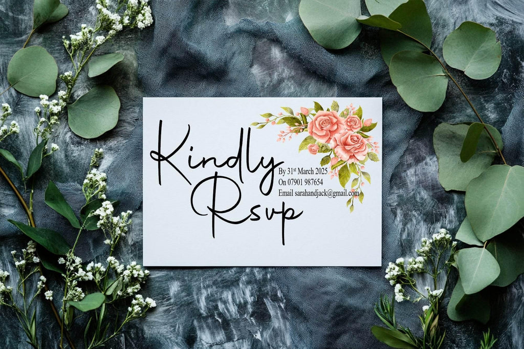 Pink Rose RSVP Wedding Party Cards | Pack of 10 | A6 - Larosier Prints