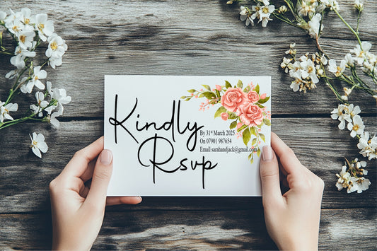Pink Rose RSVP Wedding Party Cards | Pack of 10 | A6