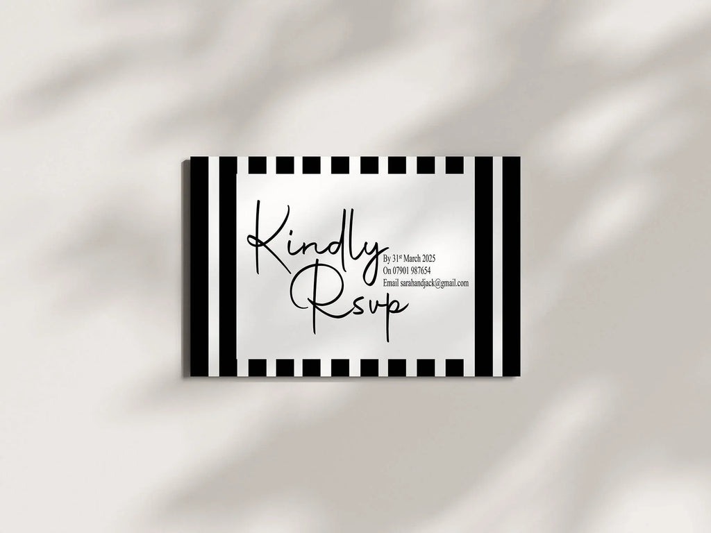 Black & White Stripe Wedding Invitation Suite - Larosier Prints