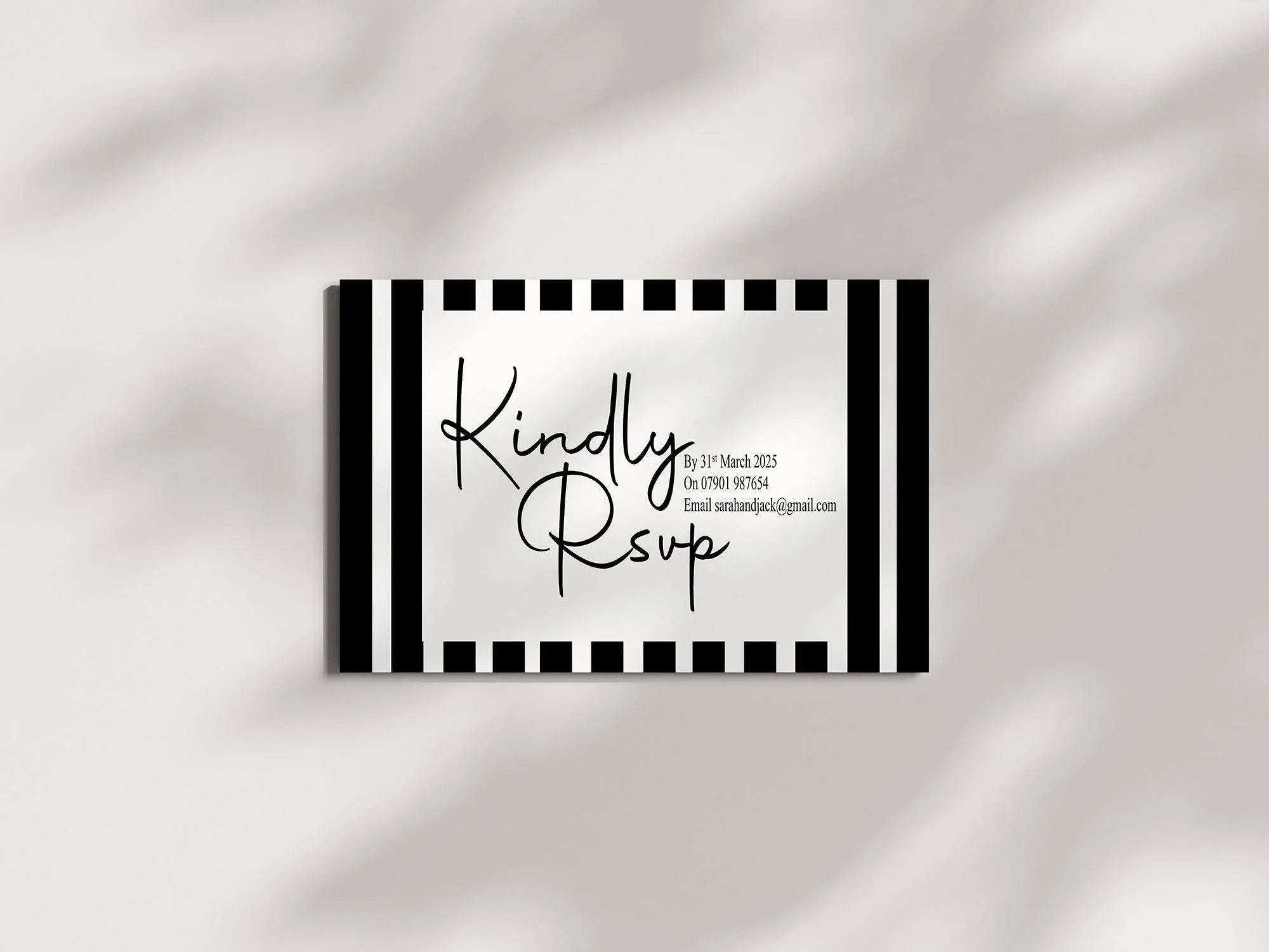 Black & White Stripe RSVP Wedding Party Cards | Pack of 10 - Larosier Prints