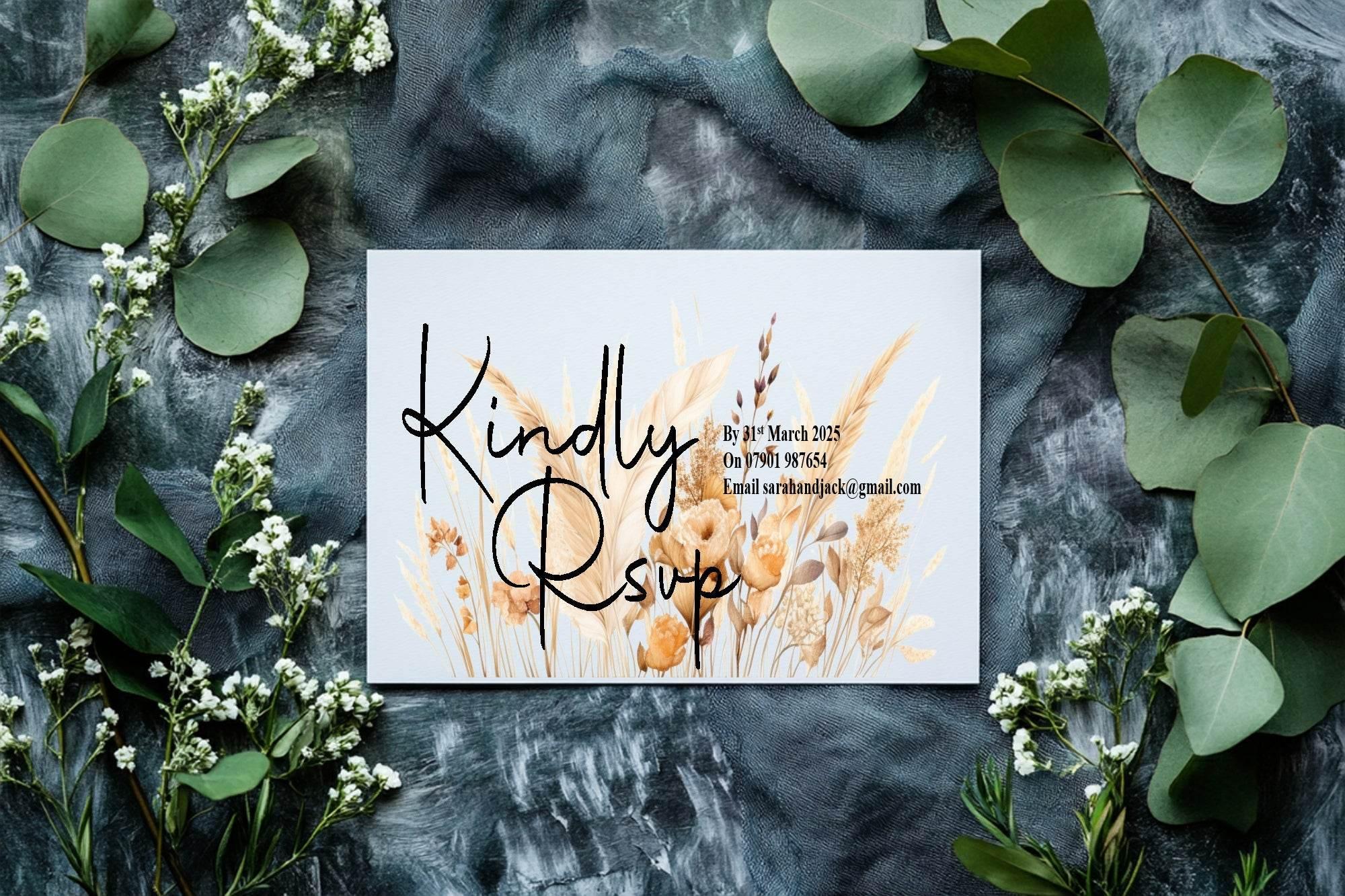 Boho RSVP Wedding Party Cards | Pack of 10 - Larosier Prints