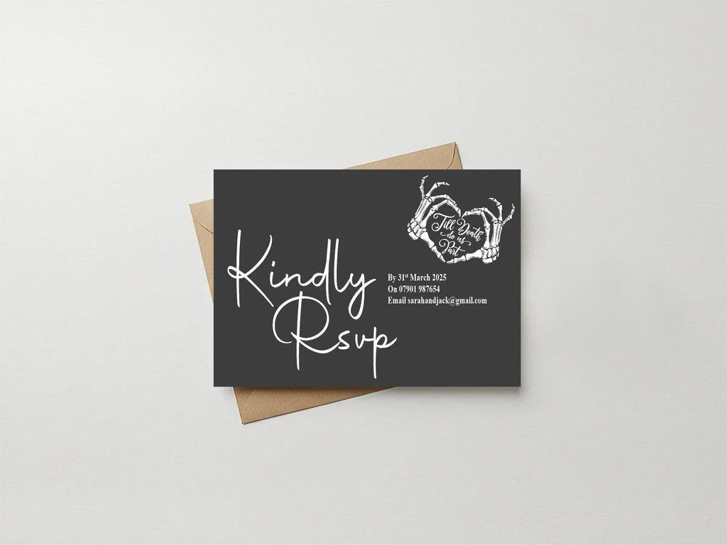 Gothic RSVP Wedding Party Cards | Pack of 10 - Larosier Prints