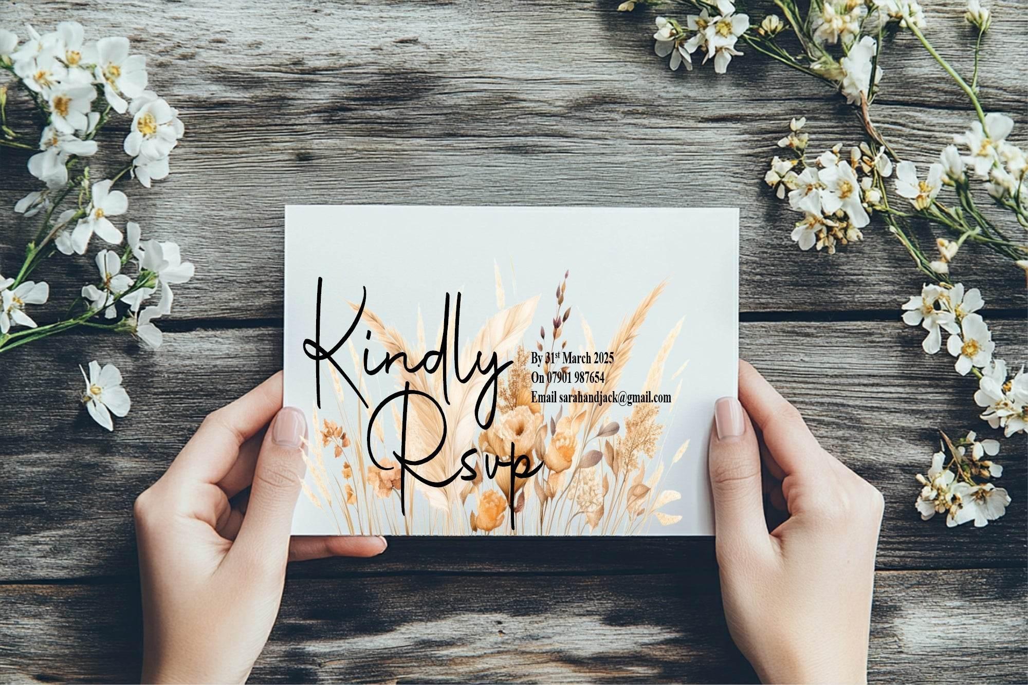 Boho RSVP Wedding Party Cards | Pack of 10 - Larosier Prints