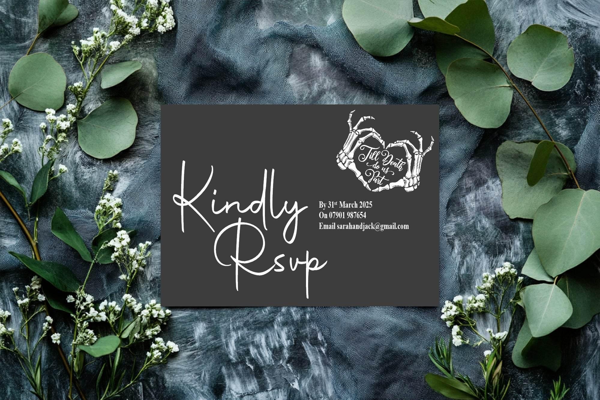 Gothic RSVP Wedding Party Cards | Pack of 10 - Larosier Prints