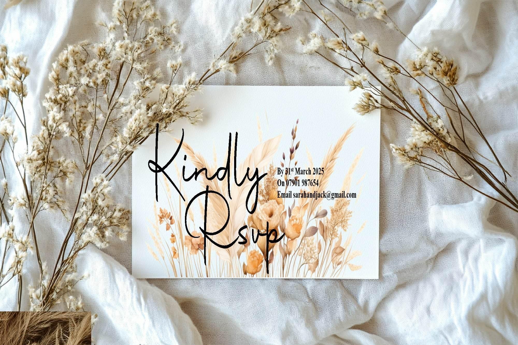 Boho RSVP Wedding Party Cards | Pack of 10 - Larosier Prints