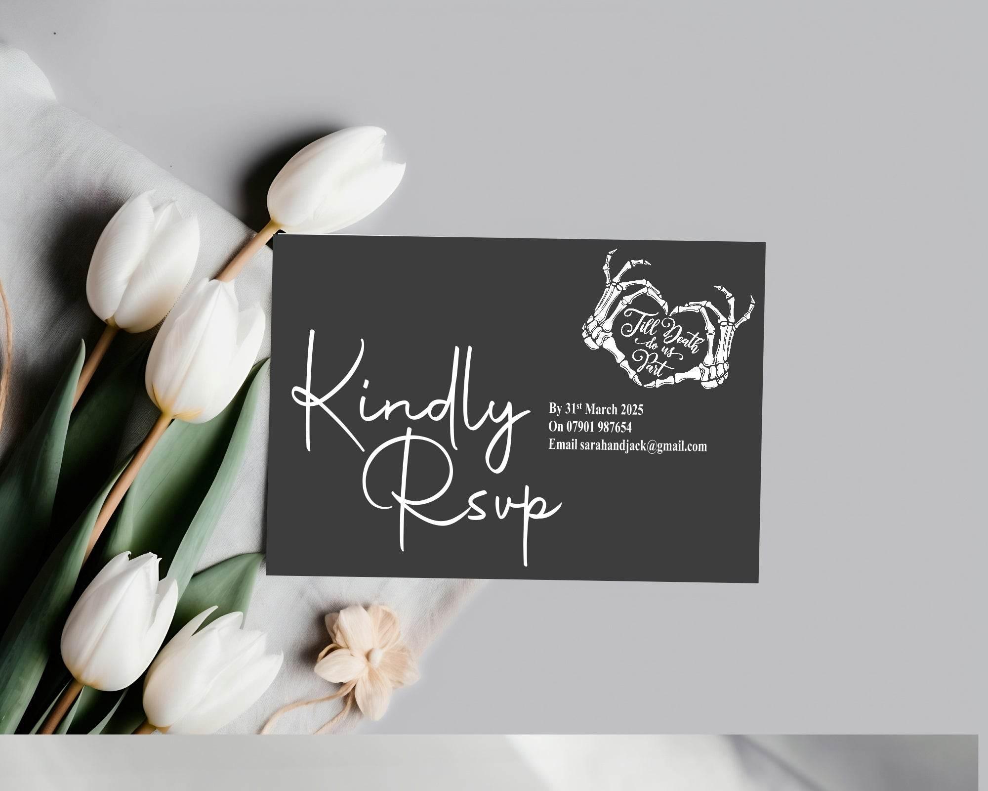 Gothic RSVP Wedding Party Cards | Pack of 10 - Larosier Prints