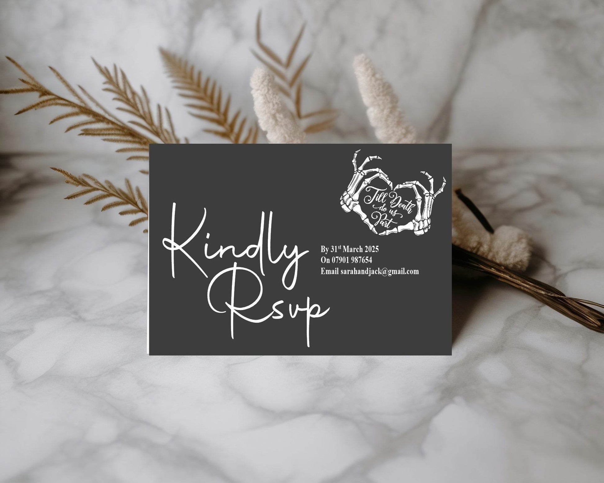 Gothic RSVP Wedding Party Cards | Pack of 10