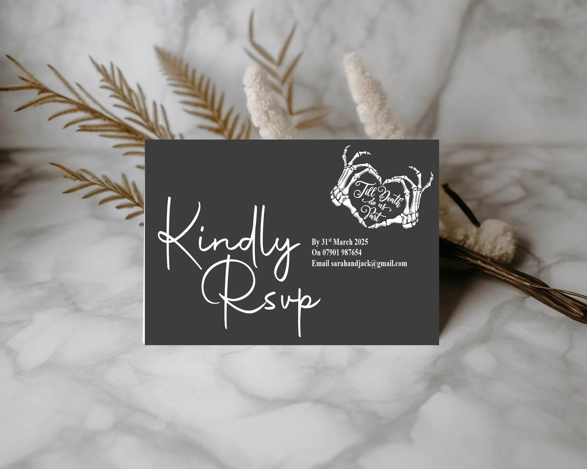 Gothic RSVP Wedding Party Cards | Pack of 10 - Larosier Prints