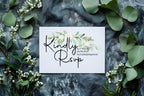 Green & White Rose Wedding Invitation Suite - Larosier Prints