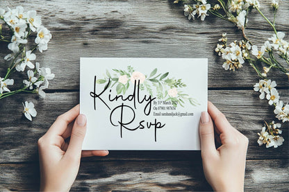 Green & White Rose RSVP Wedding Party Cards | Pack of 10 | A6