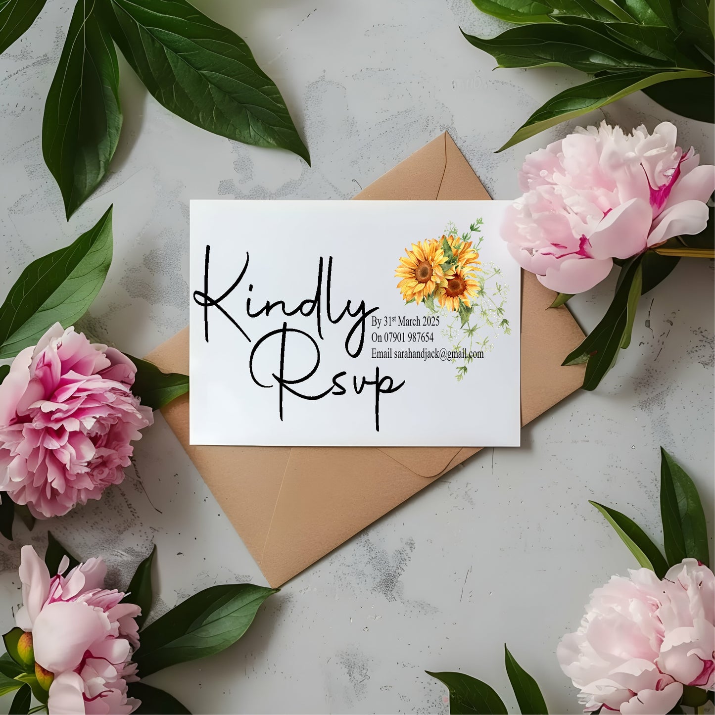 Sunflower RSVP Wedding Party Cards | Pack of 10