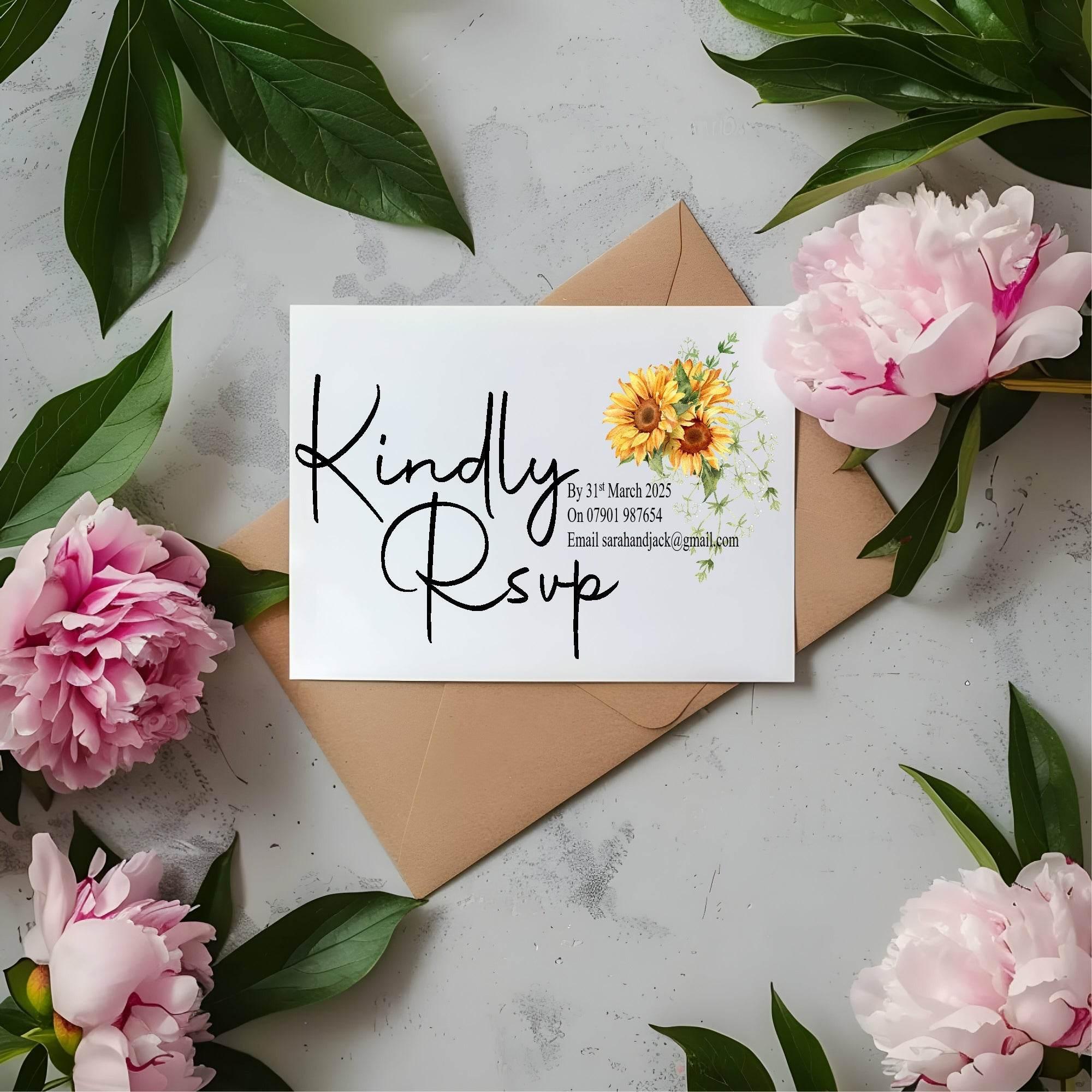 Sunflower Wedding Invitation Suite - Larosier Prints