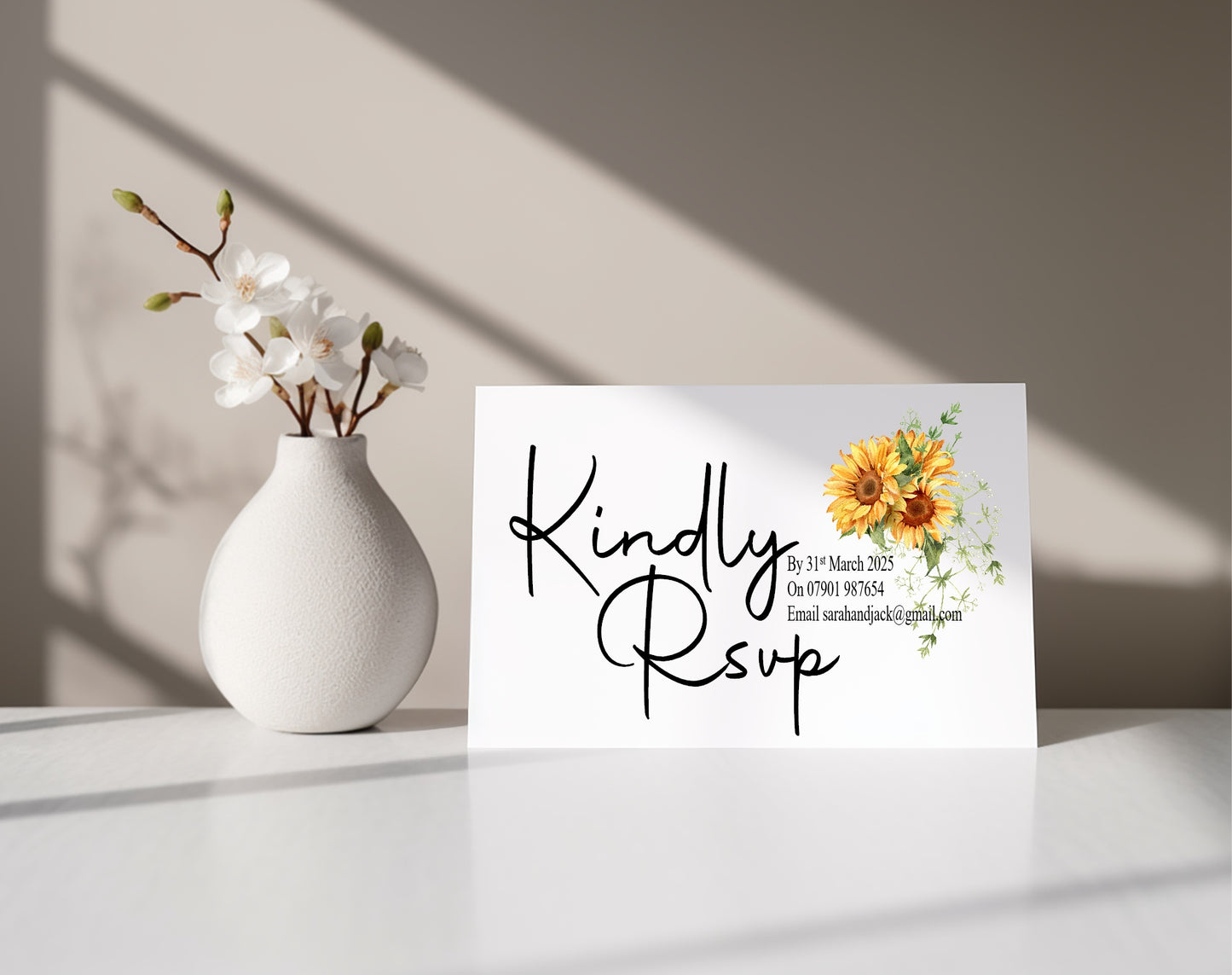 Sunflower RSVP Wedding Party Cards | Pack of 10