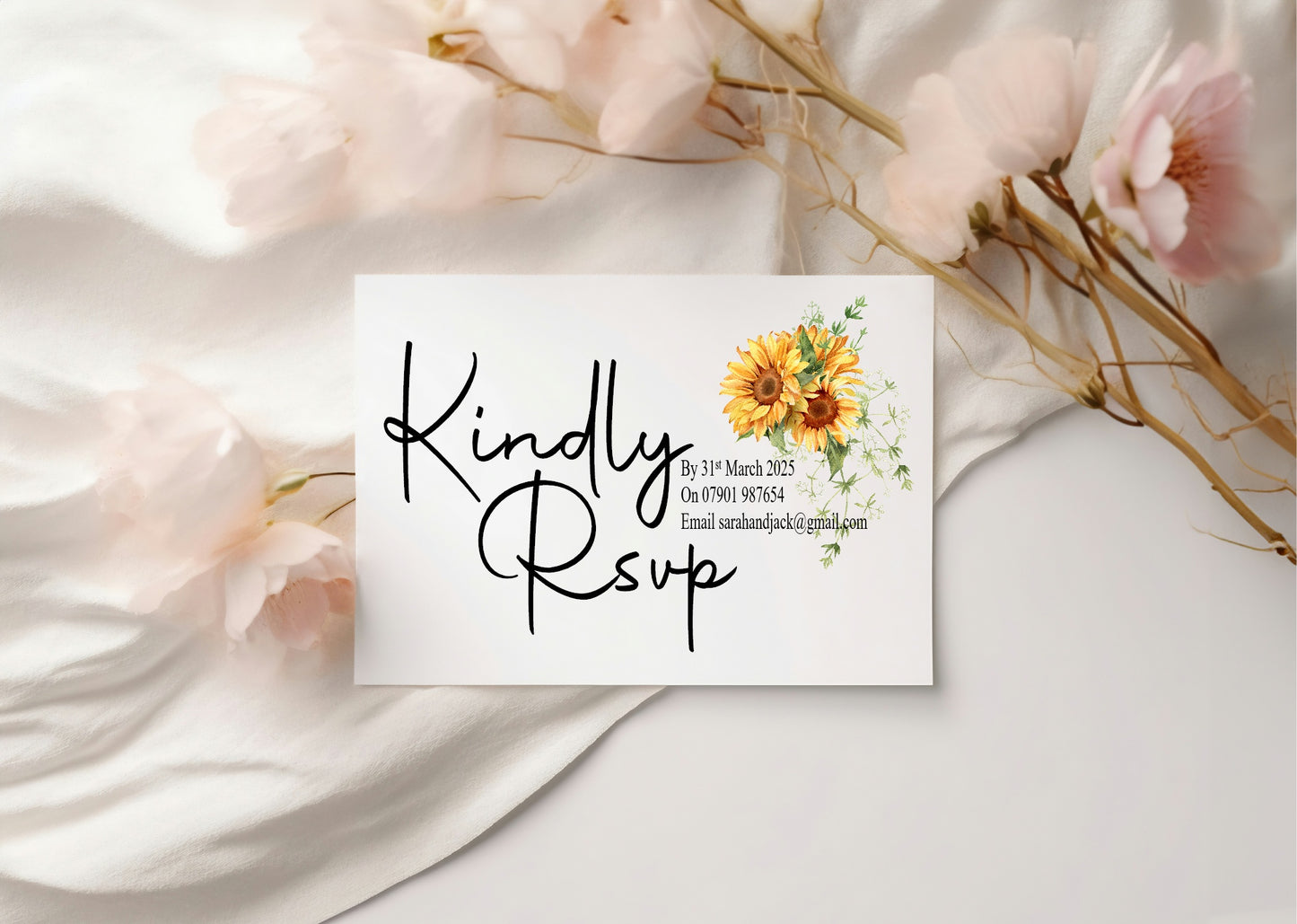 Sunflower RSVP Wedding Party Cards | Pack of 10