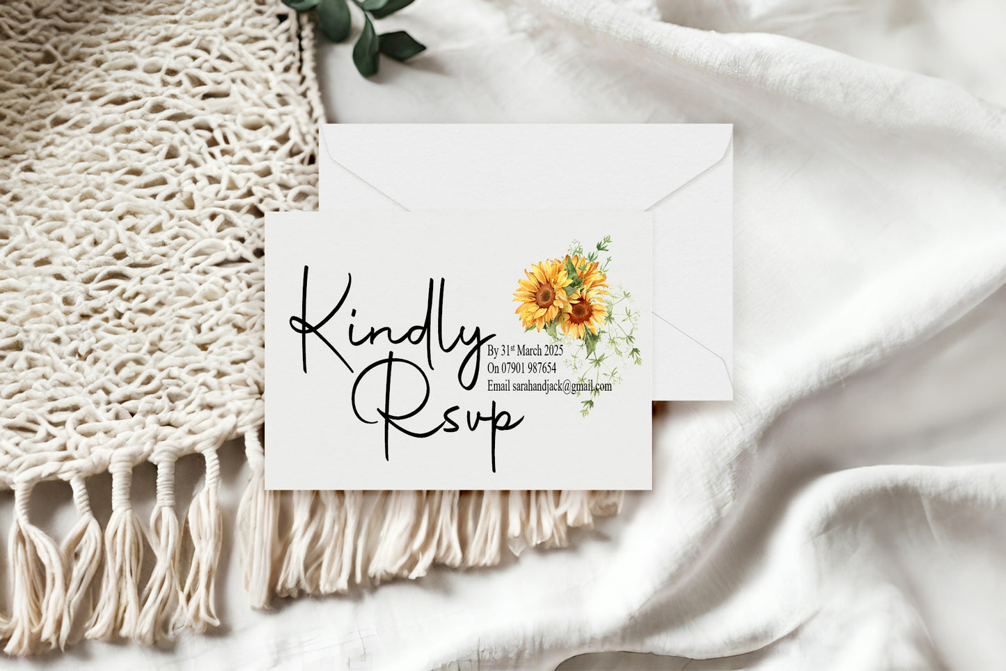 Sunflower RSVP Wedding Party Cards | Pack of 10