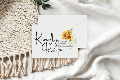 Sunflower RSVP Wedding Party Cards | Pack of 10