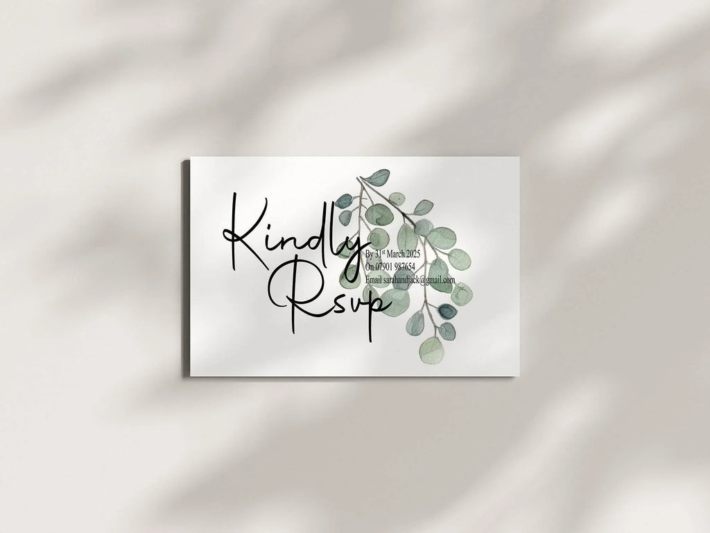 Eucalyptus RSVP Wedding Party Cards | Pack of 10 - Larosier Prints