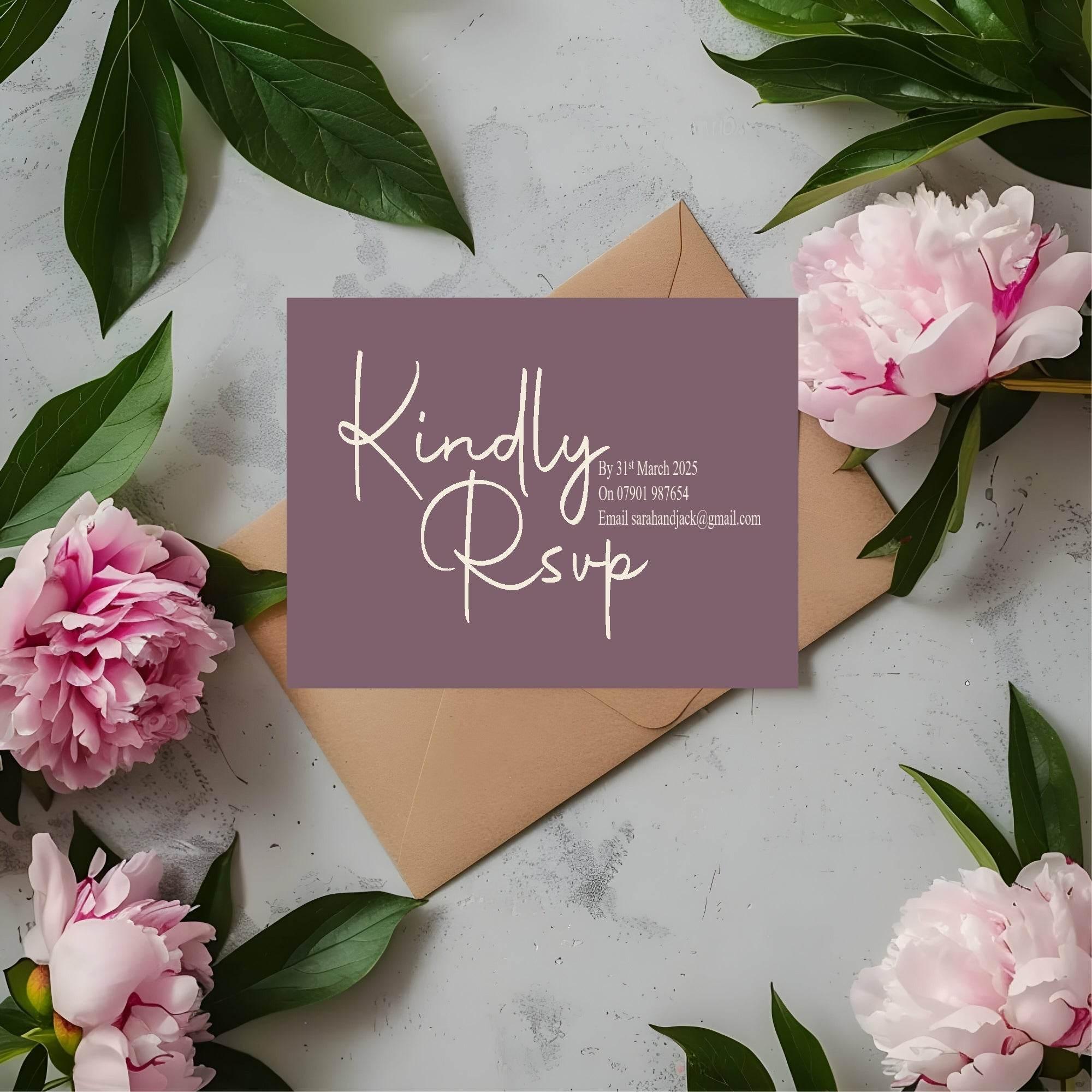 Heather RSVP Wedding Party Cards | Pack of 10 | A6 - Larosier Prints