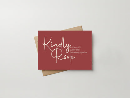 Rosewood RSVP Wedding Party Cards | Pack of 10 | A6