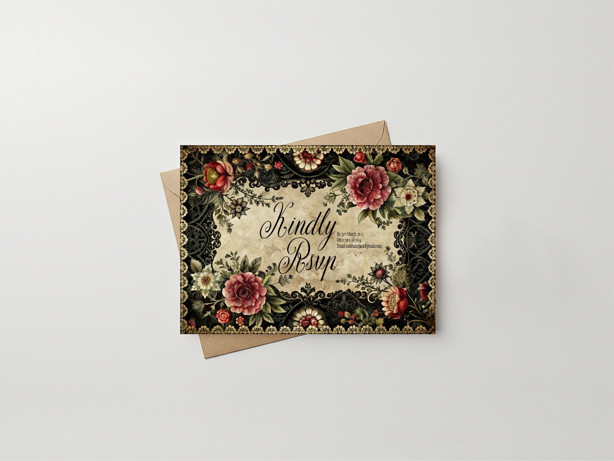 Gothic Floral Wedding Invitation Suite Bundle