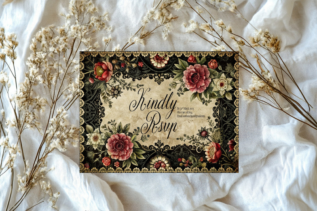 Gothic Floral Wedding Invitation Suite Bundle