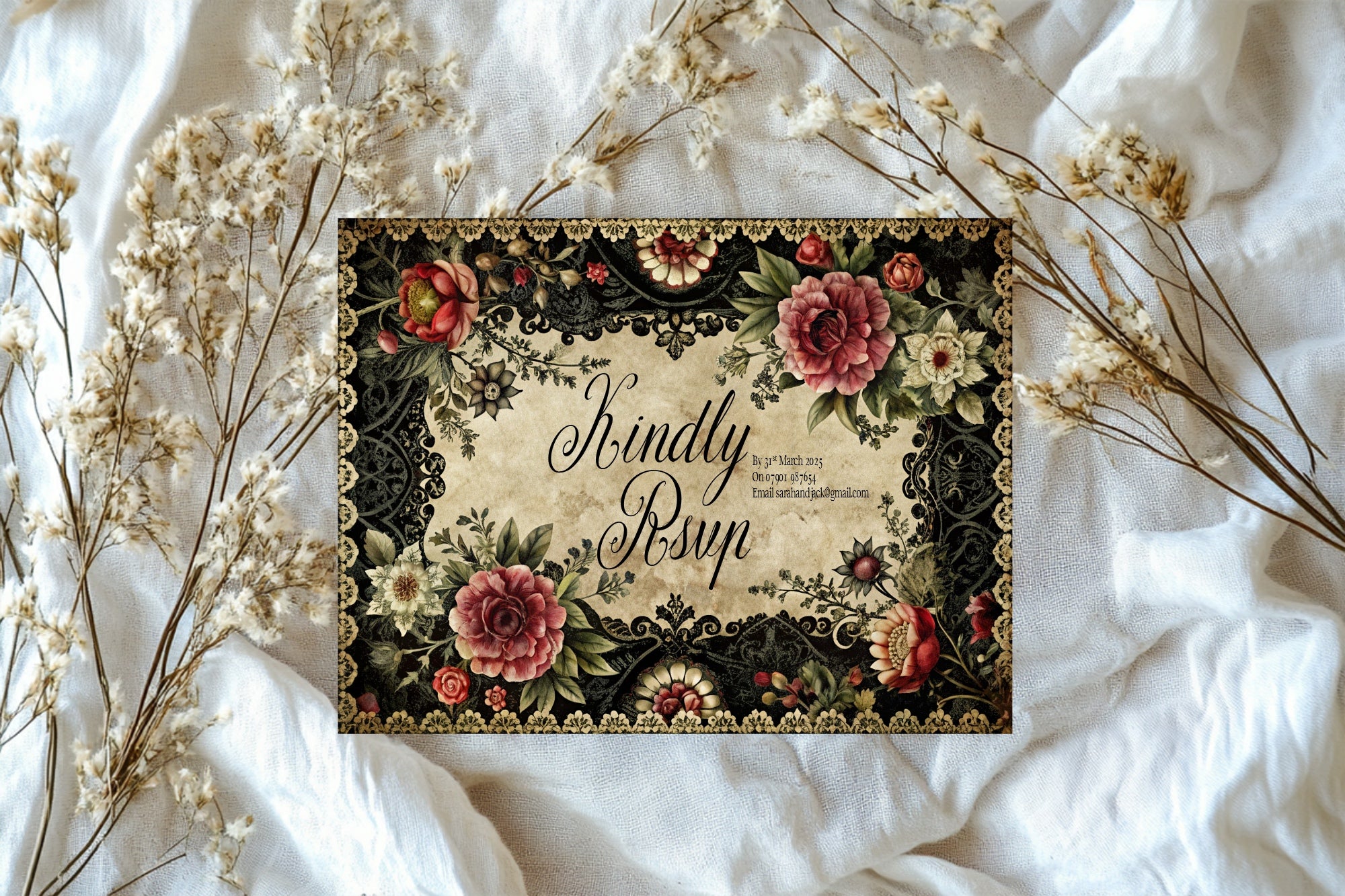 Gothic Floral Wedding Invitation Suite Bundle