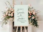 Sage green Stripe Engagement Welcome Party Sign - Larosier Prints