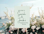 Sage green Stripe Engagement Welcome Party Sign - Larosier Prints