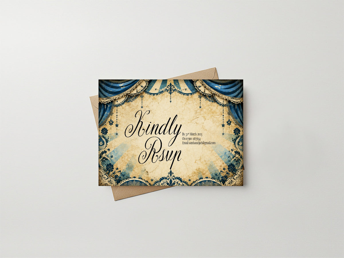 Gothic Circus Wedding Invitation Suite | RSVP & Details Cards