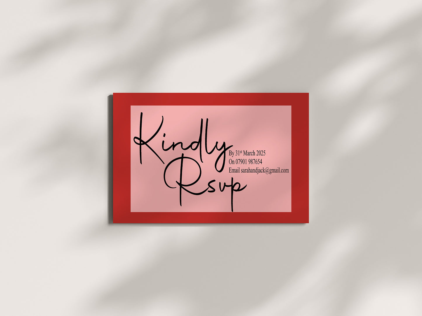 Red & Pink RSVP Wedding Party Cards | Pack of 10