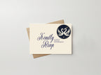 Celestial Swan wedding RSVP card detail