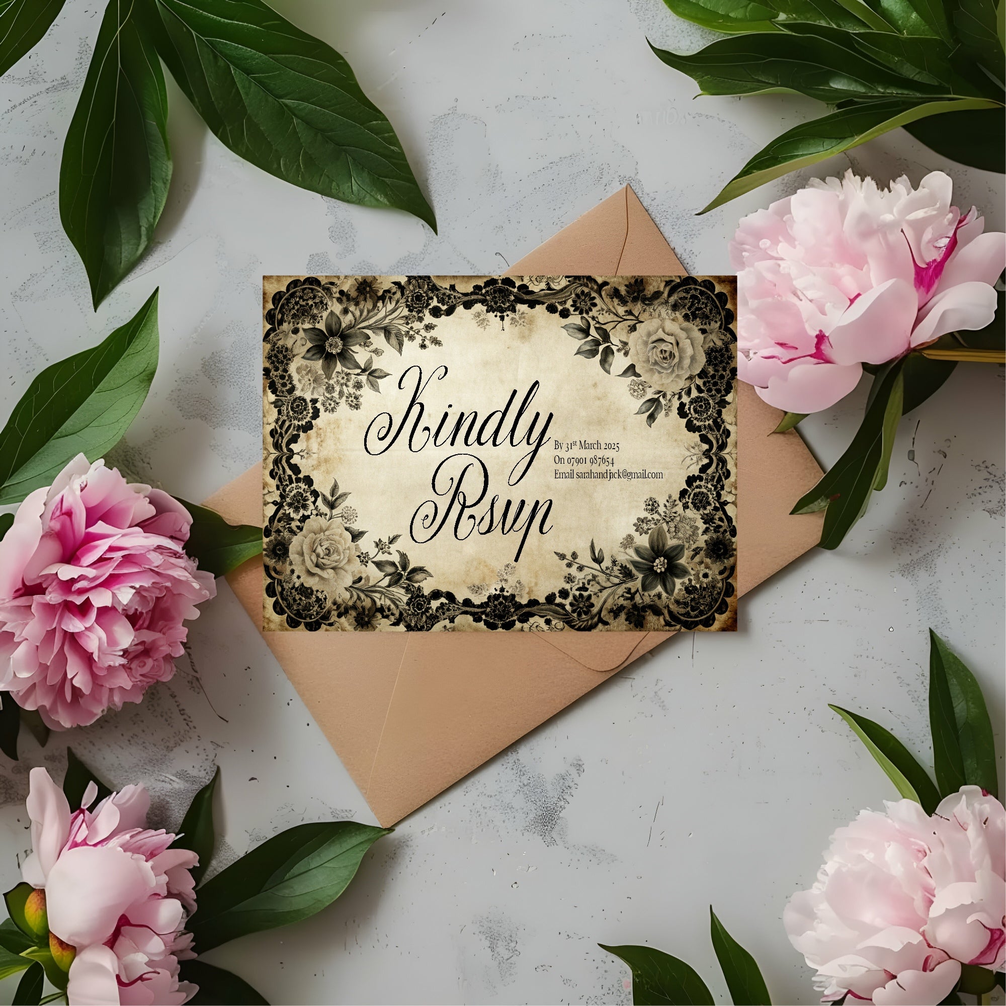 Black Rose Wedding Invitation Suite Bundle