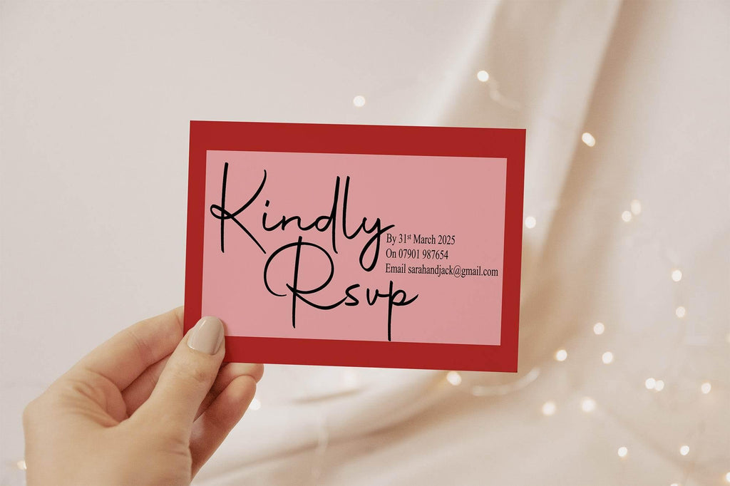 Red & Pink RSVP Wedding Party Cards | Pack of 10 - Larosier Prints