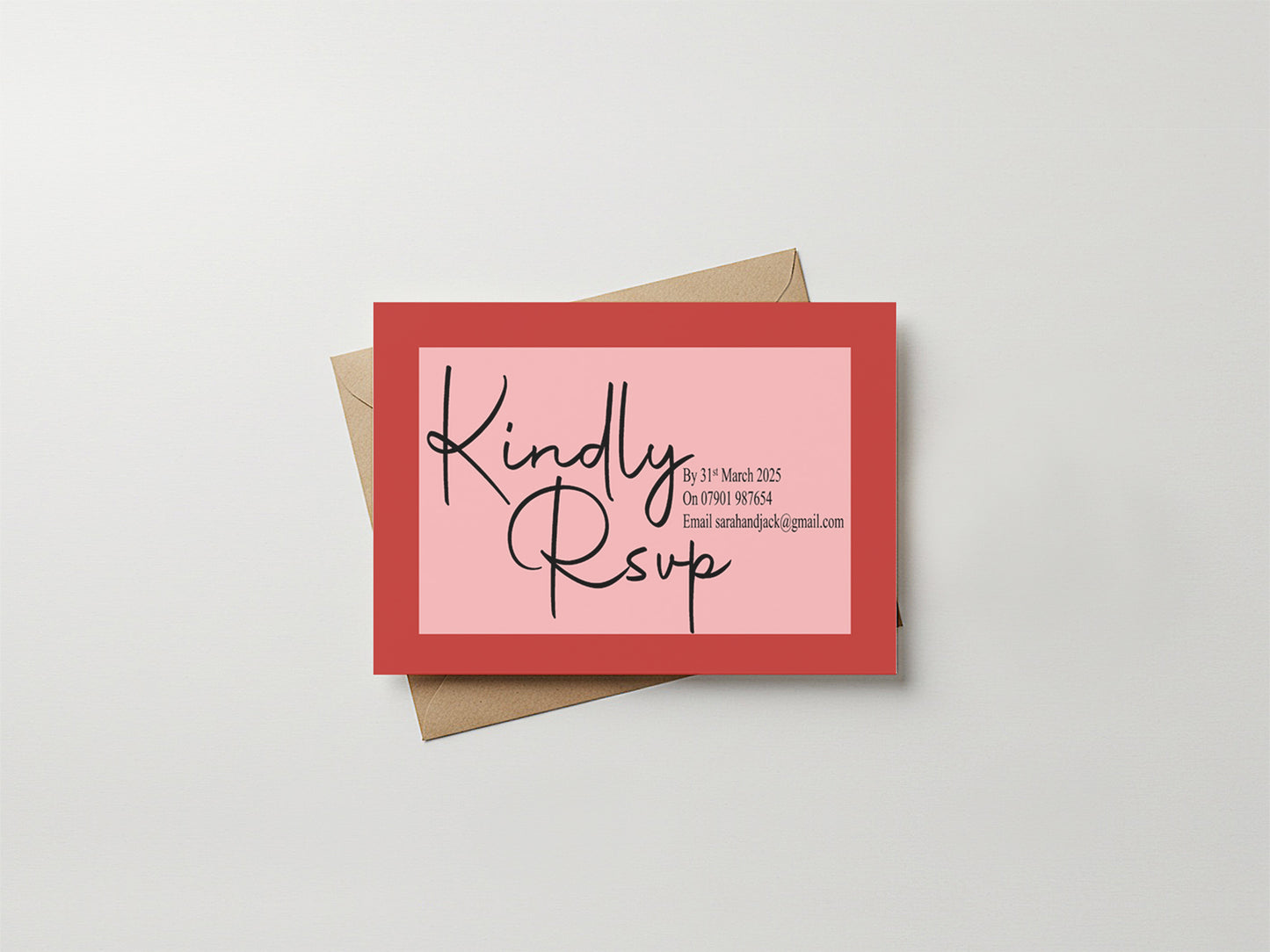 Red & Pink RSVP Wedding Party Cards | Pack of 10