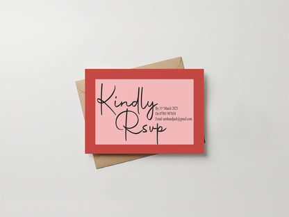 Red & Pink RSVP Wedding Party Cards | Pack of 10