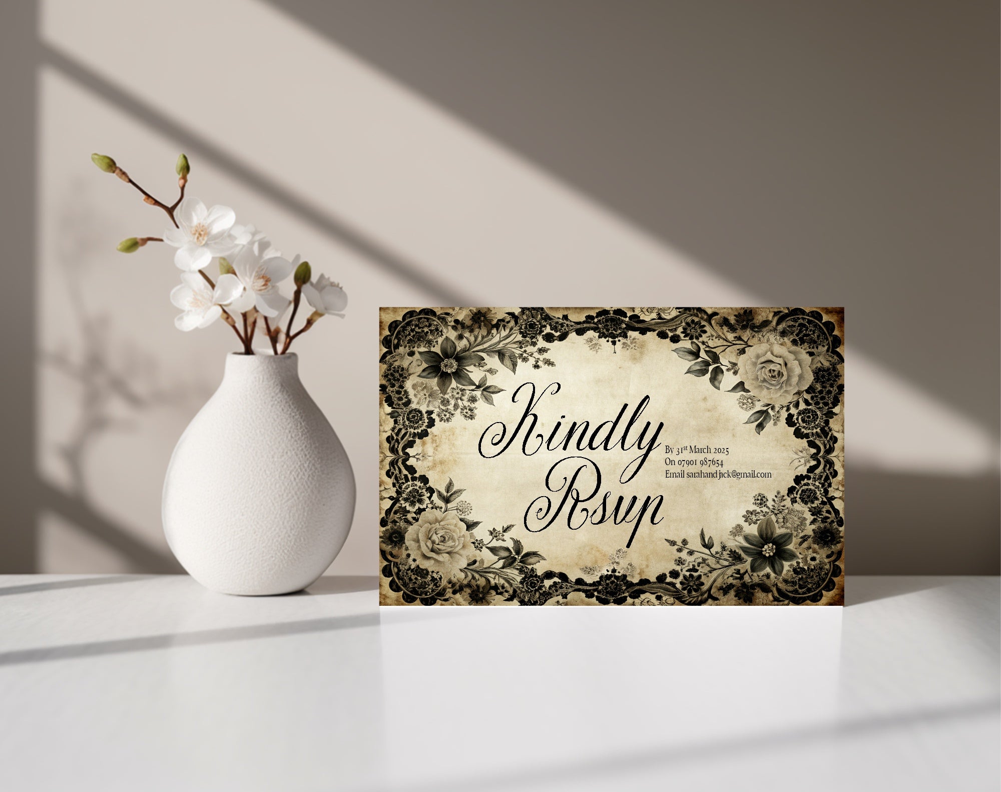 Black Rose Wedding Invitation Suite Bundle