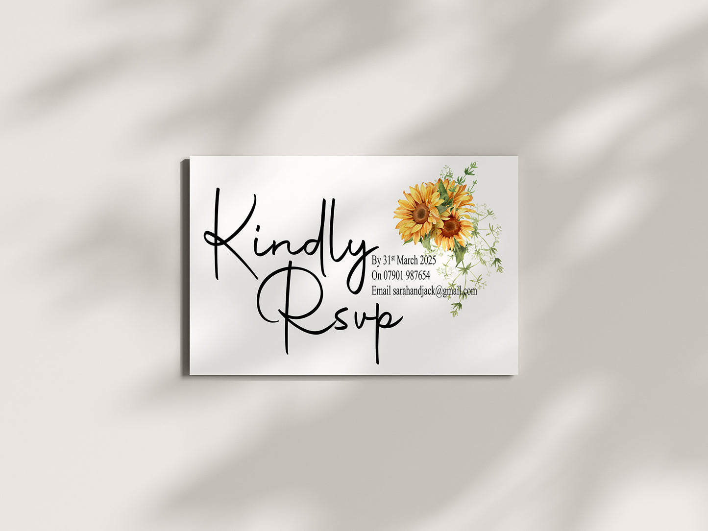 Sunflower RSVP Wedding Party Cards | Pack of 10