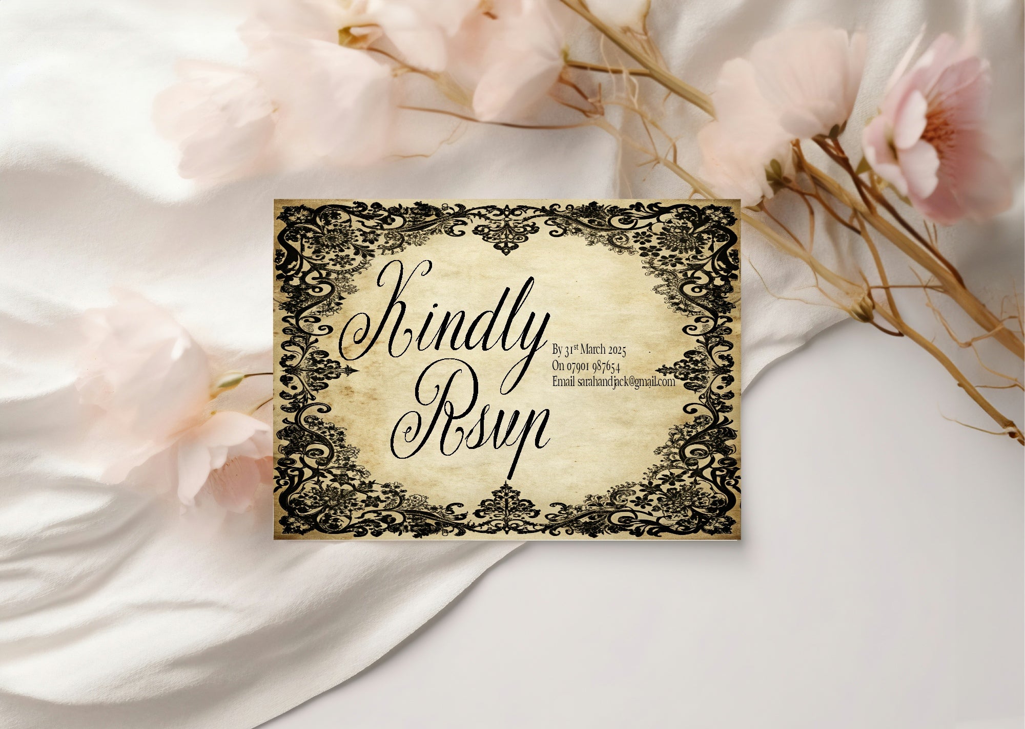 Black Lace Wedding Invitation Suite Bundle