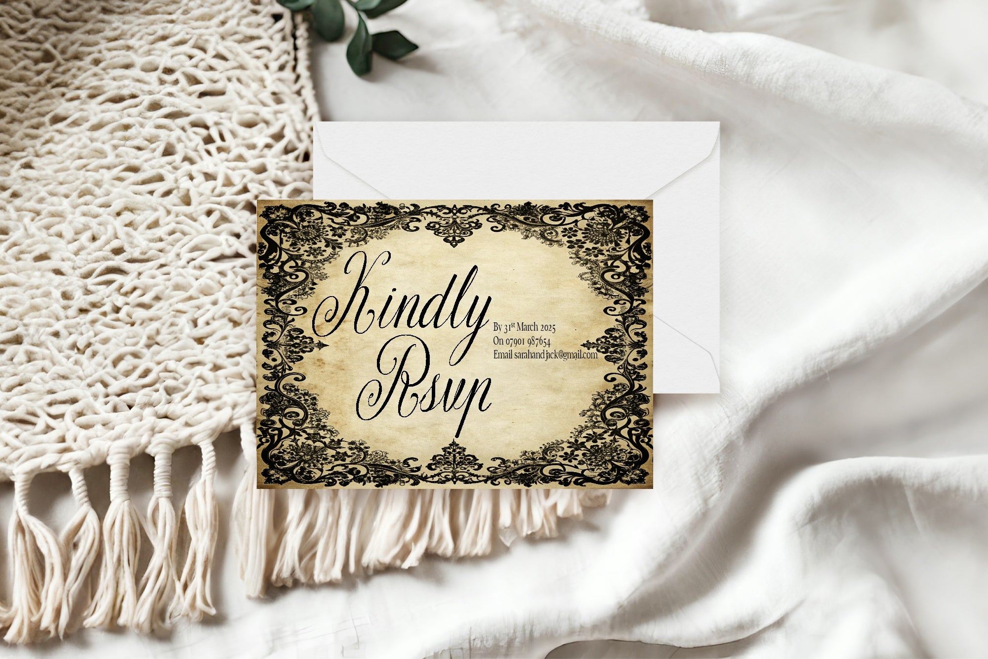 Black Lace Wedding Invitation Suite Bundle